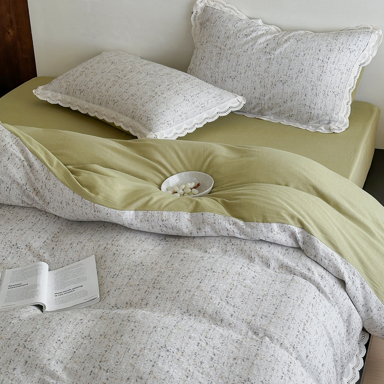 91家纺网 家纺一手货源 找家纺 月夏 2025新款全棉色织四件套-星空点点系列 星空点点-咖色