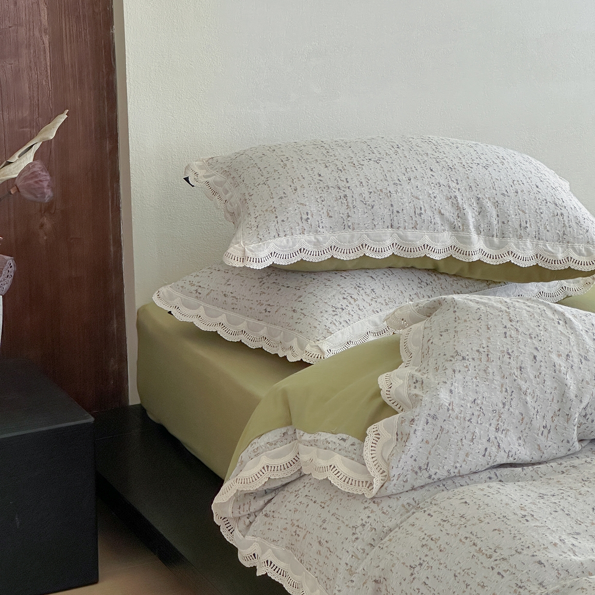 91家纺网 家纺一手货源 找家纺 月夏 2025新款全棉色织四件套-星空点点系列 星空点点-咖色