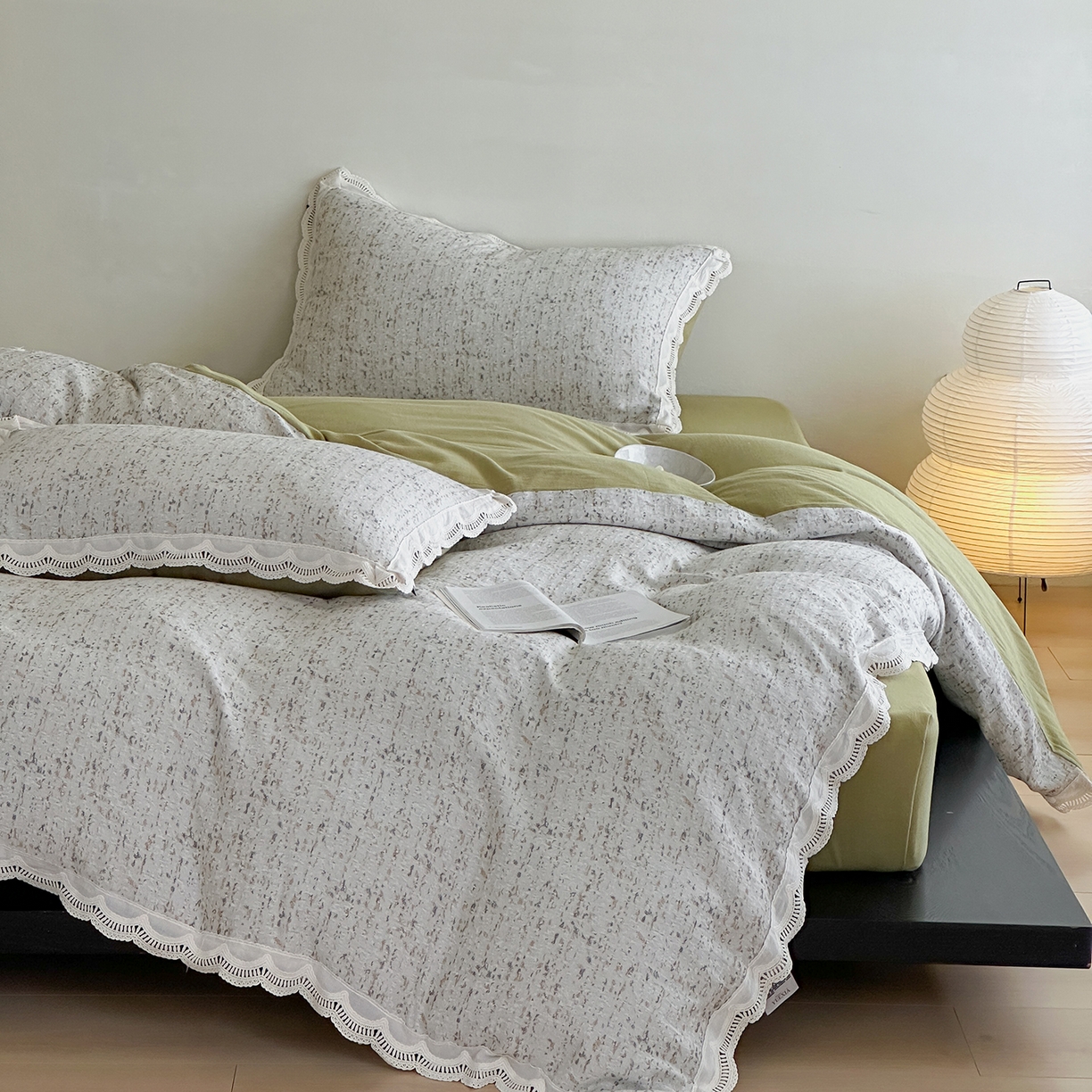 91家纺网 家纺一手货源 找家纺 月夏 2025新款全棉色织四件套-星空点点系列 星空点点-咖色