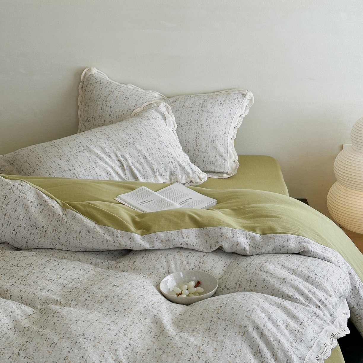 91家纺网 家纺一手货源 找家纺 月夏 2025新款全棉色织四件套-星空点点系列 星空点点-咖色