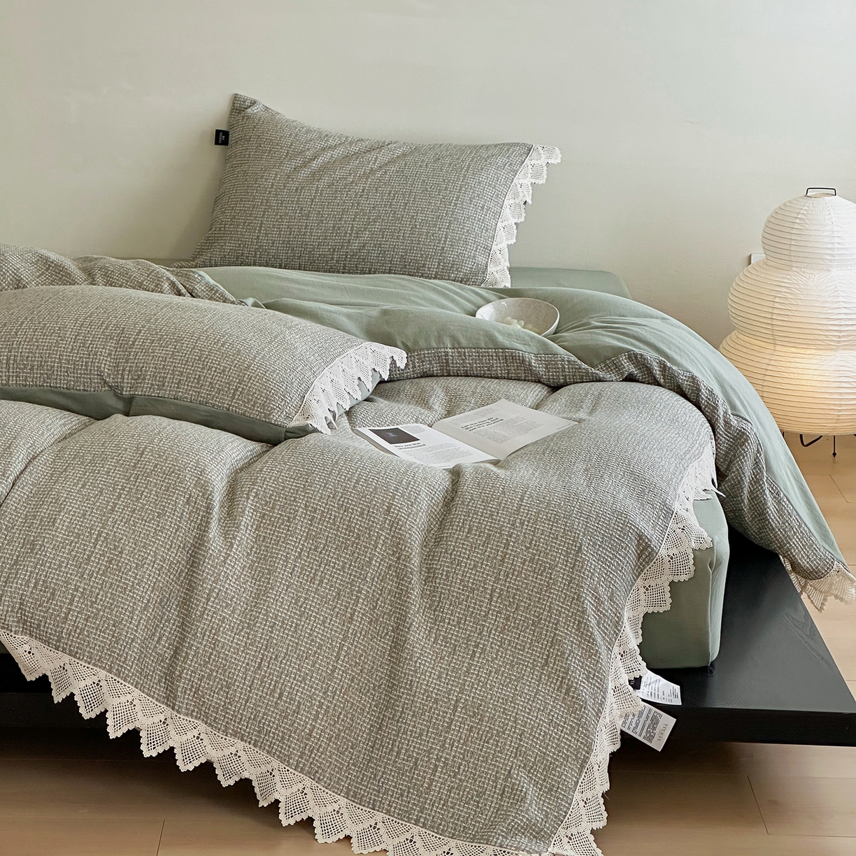 91家纺网 家纺一手货源 找家纺 （总）月夏 2025新款全棉色织华夫格四件套