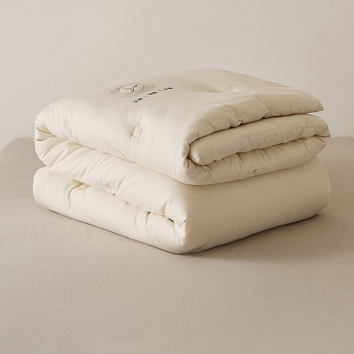 91家纺网 家纺一手货源 找家纺 （总）良品汇馆 2025【A类棉麻提花澳洲羊毛被】纯色A类抑菌被子棉麻被秋冬被四季