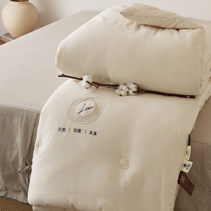 91家纺网 家纺一手货源 找家纺 （总）良品汇馆 2025【A类棉麻提花澳洲羊毛被】纯色A类抑菌被子棉麻被秋冬被四季