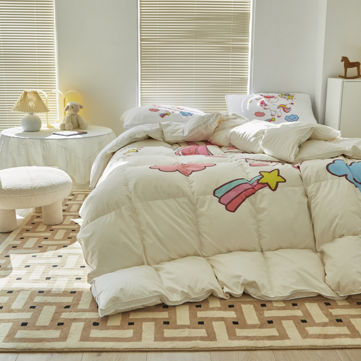 91家纺网 家纺一手货源 找家纺 暖羽屋羽绒馆 2025新款绒子含量95白鸭绒被芯儿童学生羽绒被子鸭绒被婴幼儿园被子 独角兽3