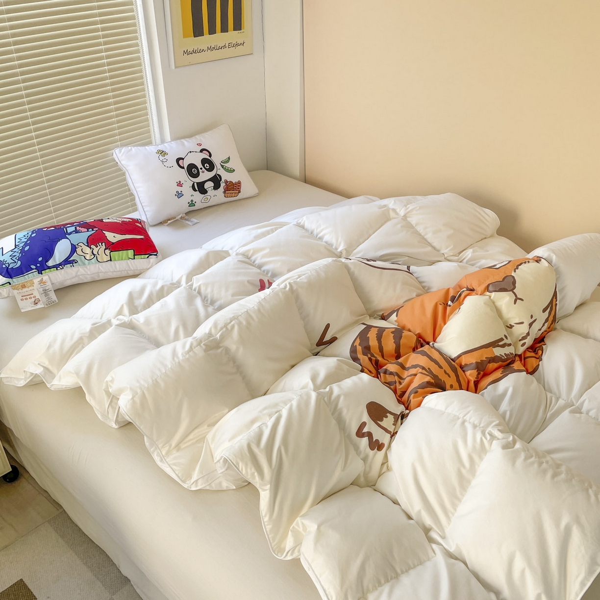 91家纺网 家纺一手货源 找家纺 暖羽屋羽绒馆 2025新款绒子含量95白鸭绒被芯儿童学生羽绒被子鸭绒被婴幼儿园被子 老虎