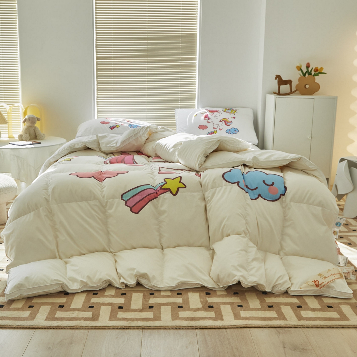 91家纺网 家纺一手货源 找家纺 暖羽屋羽绒馆 2025新款绒子含量95白鸭绒被芯儿童学生羽绒被子鸭绒被婴幼儿园被子 独角兽3