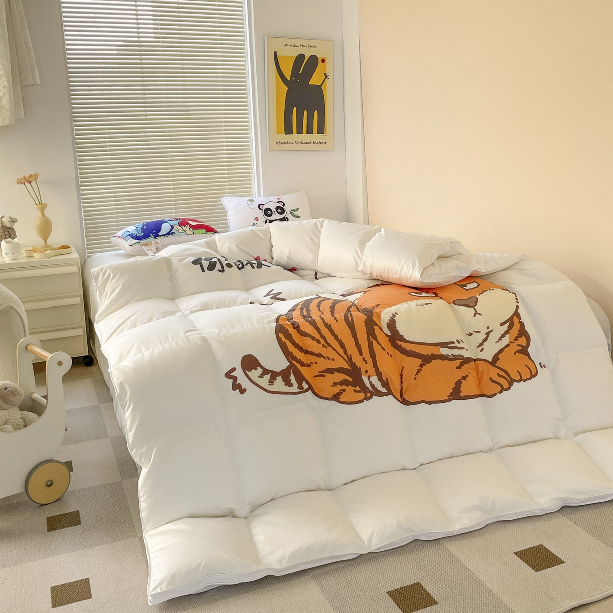 91家纺网 家纺一手货源 找家纺 暖羽屋羽绒馆 2025新款绒子含量95白鸭绒被芯儿童学生羽绒被子鸭绒被婴幼儿园被子 老虎