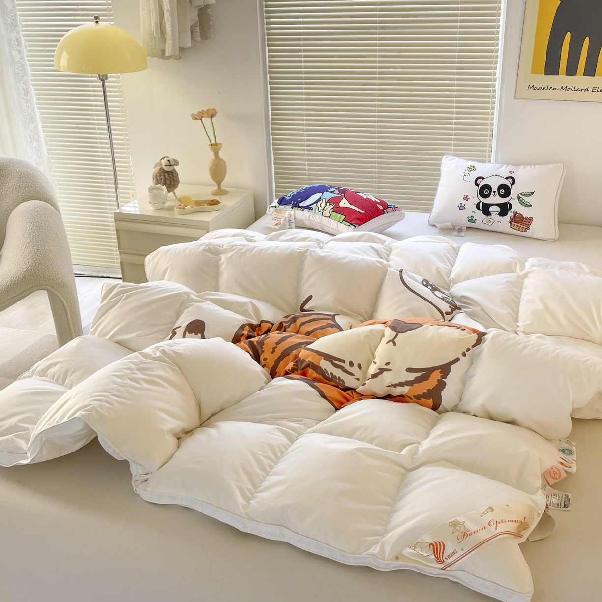 91家纺网 家纺一手货源 找家纺 暖羽屋羽绒馆 2025新款绒子含量95白鸭绒被芯儿童学生羽绒被子鸭绒被婴幼儿园被子 老虎