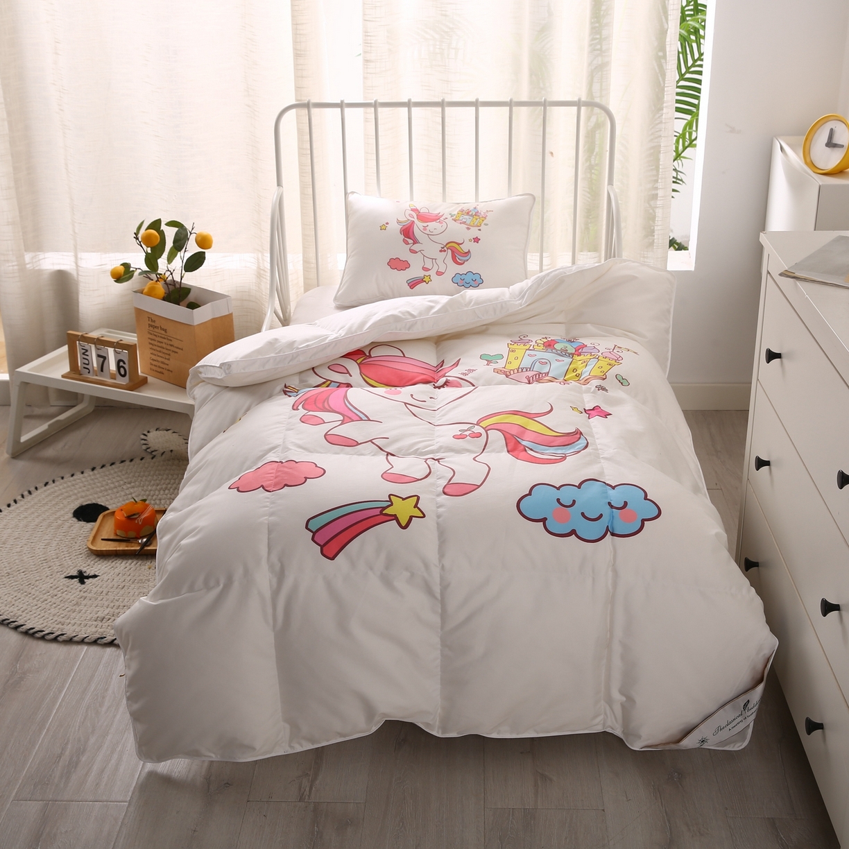 91家纺网 家纺一手货源 找家纺 暖羽屋羽绒馆 2025新款绒子含量95白鸭绒被芯儿童学生羽绒被子鸭绒被婴幼儿园被子 独角兽2