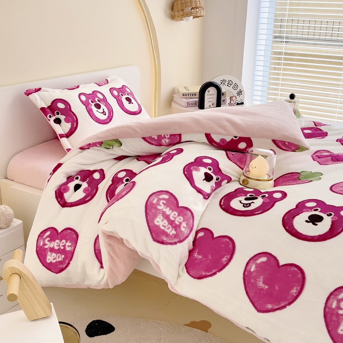 91家纺网 家纺一手货源 找家纺 （总）梵赫 2025新款加厚牛奶绒三件套儿童套件幼儿园三件套系列