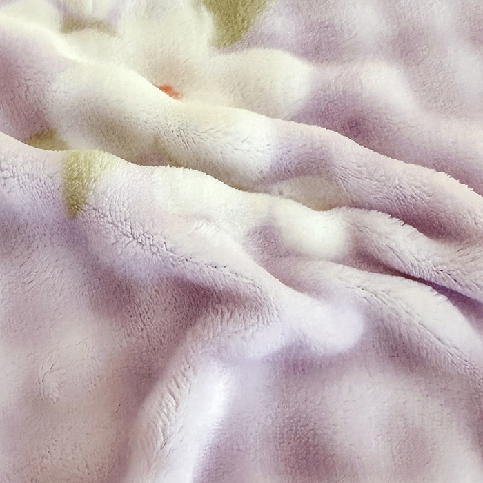 91家纺网 家纺一手货源 找家纺 富缦庭 2025新款泡泡牛奶绒床盖款四件套 紫色花朵