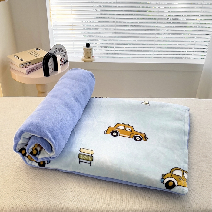 91家纺网 家纺一手货源 找家纺 梵赫 2025新款加厚牛奶绒三件套儿童套件幼儿园三件套系列 工程车队