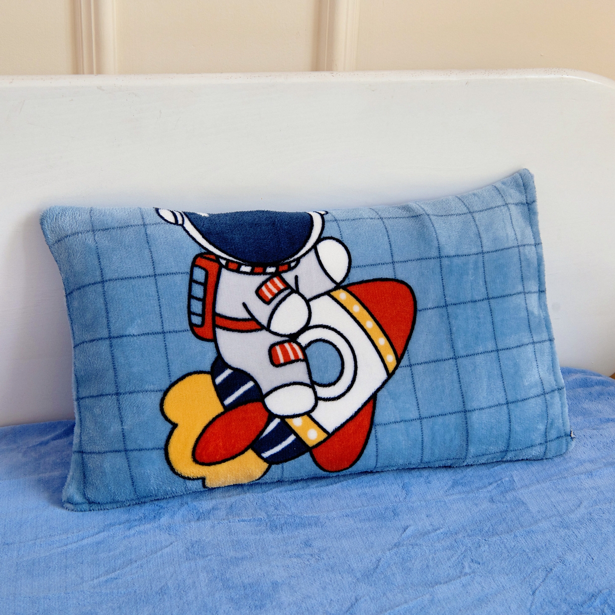 91家纺网 家纺一手货源 找家纺 梵赫 2025新款加厚牛奶绒三件套儿童套件幼儿园三件套系列 航天员