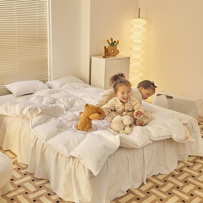 91家纺网 家纺一手货源 找家纺 暖羽屋羽绒馆 2025新款国标天丝莱赛尔95白鸭绒被子婴幼儿园被芯学生冬被宿舍被子 平格-灰