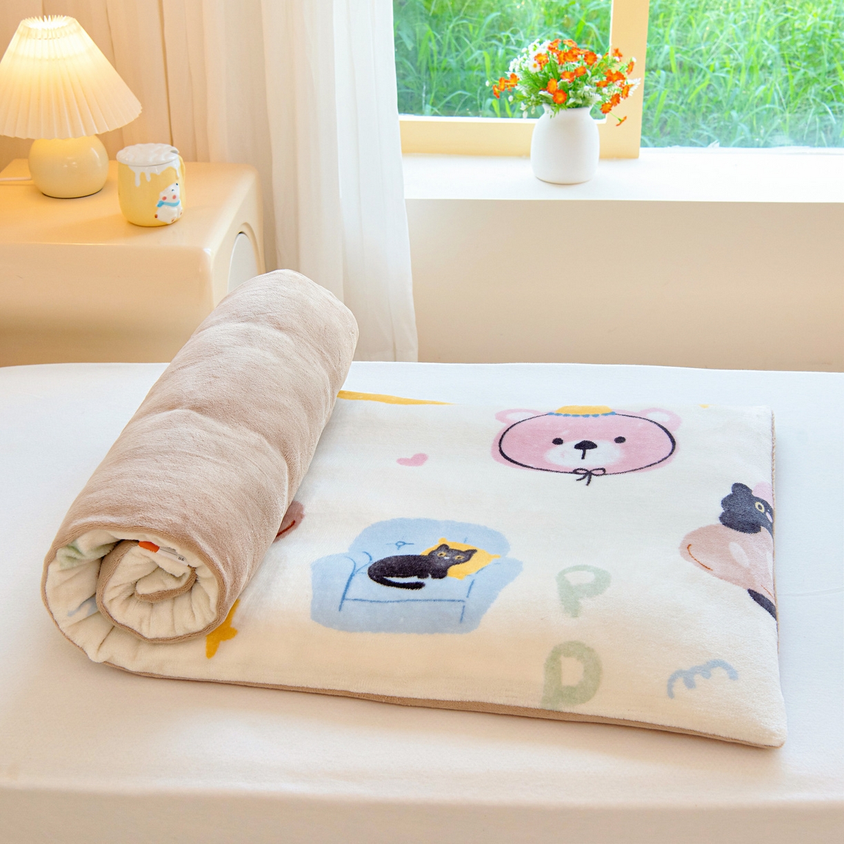 91家纺网 家纺一手货源 找家纺 梵赫 2025新款加厚牛奶绒三件套儿童套件幼儿园三件套系列 快乐小熊