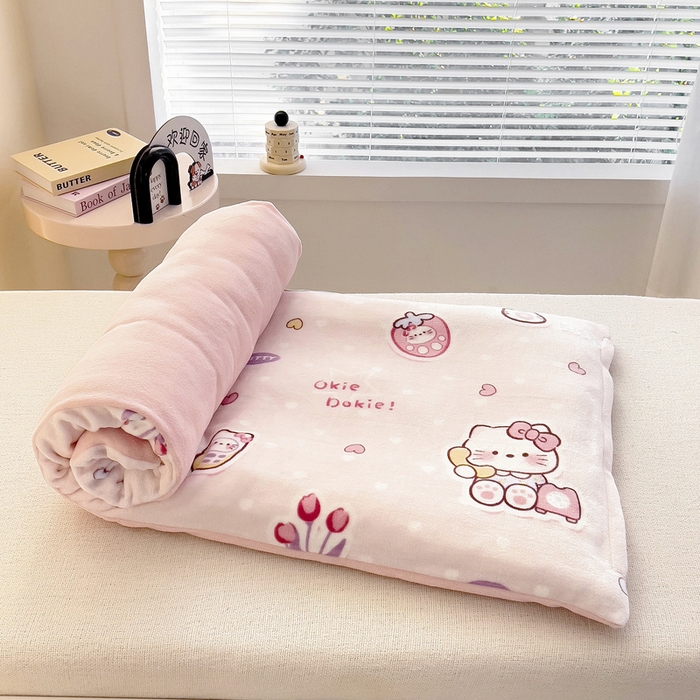 91家纺网 家纺一手货源 找家纺 梵赫 2025新款加厚牛奶绒三件套儿童套件幼儿园三件套系列 Kitty猫咪