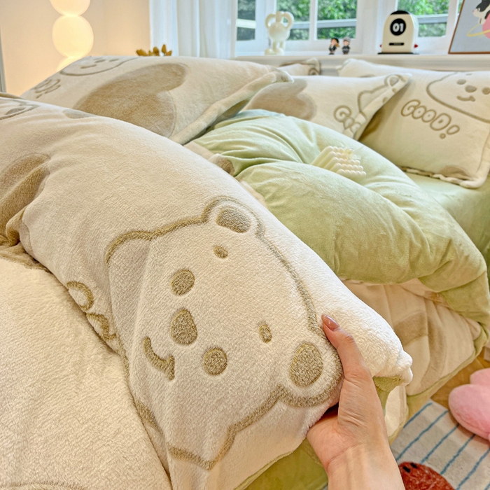 91家纺网 家纺一手货源 找家纺 （总）韩巢家纺 2025新款高克重雪花绒牛奶绒四件套