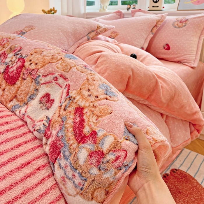 91家纺网 家纺一手货源 找家纺 （总）韩巢家纺 2025新款高克重雪花绒牛奶绒四件套