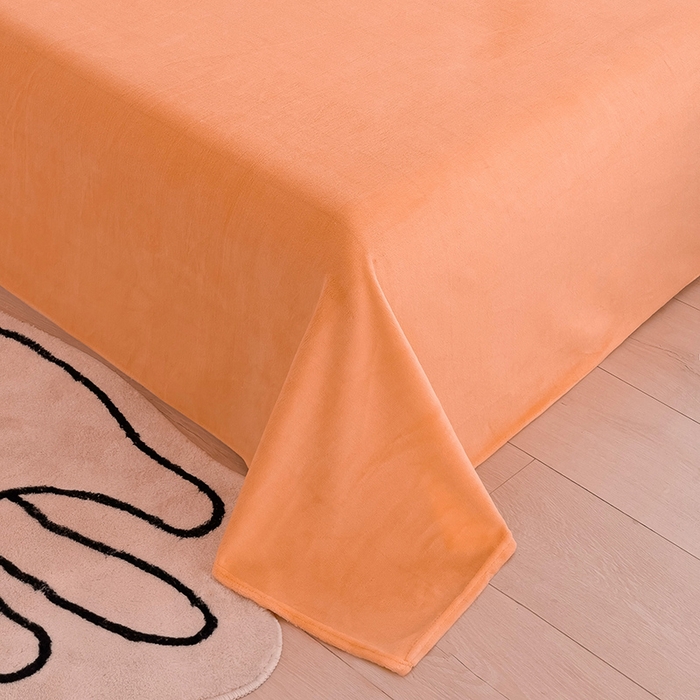 91家纺网 家纺一手货源 找家纺 炫拼家纺 2025新款大眼萌小熊韩系黑毛球毛巾绣牛奶绒四件套 大眼萌小熊-橘