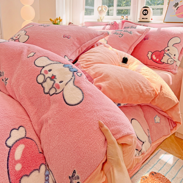 91家纺网 家纺一手货源 找家纺 （总）韩巢家纺 2025新款高克重雪花绒牛奶绒四件套