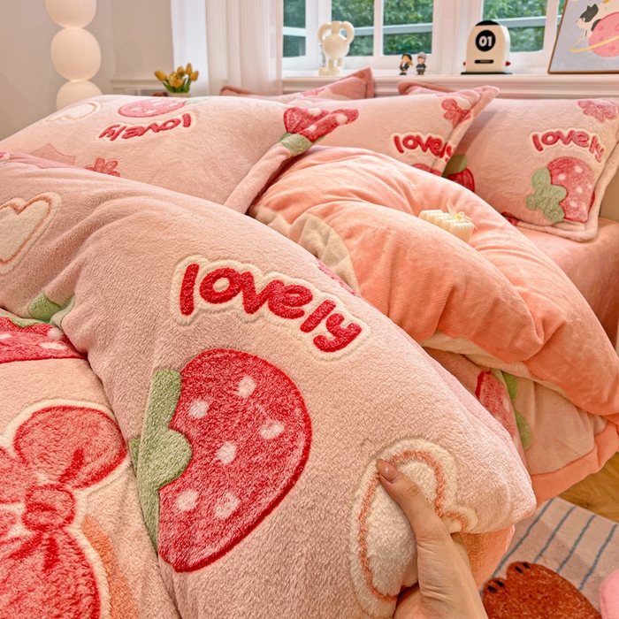 91家纺网 家纺一手货源 找家纺 （总）韩巢家纺 2025新款高克重雪花绒牛奶绒四件套