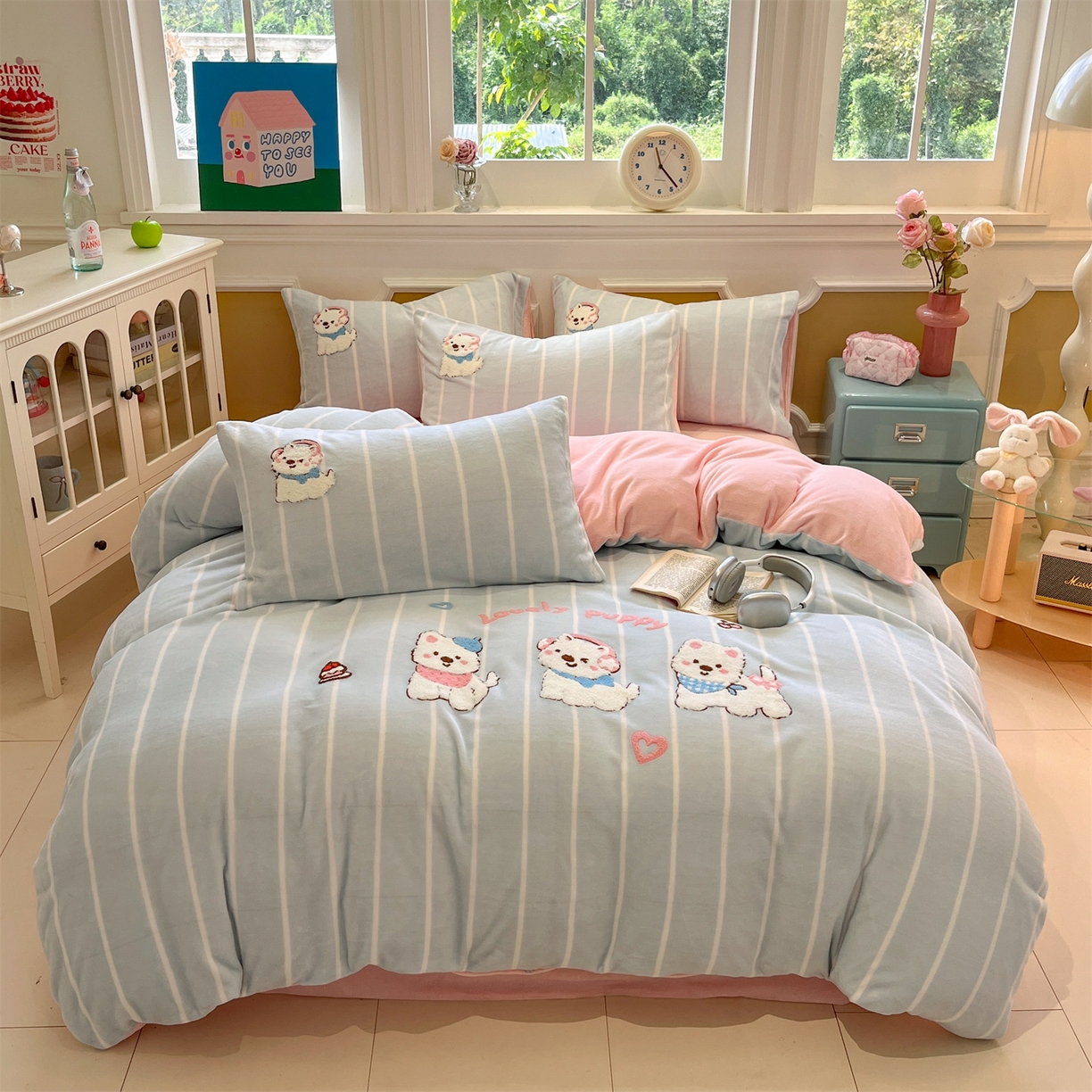 91家纺网 家纺一手货源 找家纺 （总）优迈 2025新款卡通200g牛奶绒毛巾绣四件套