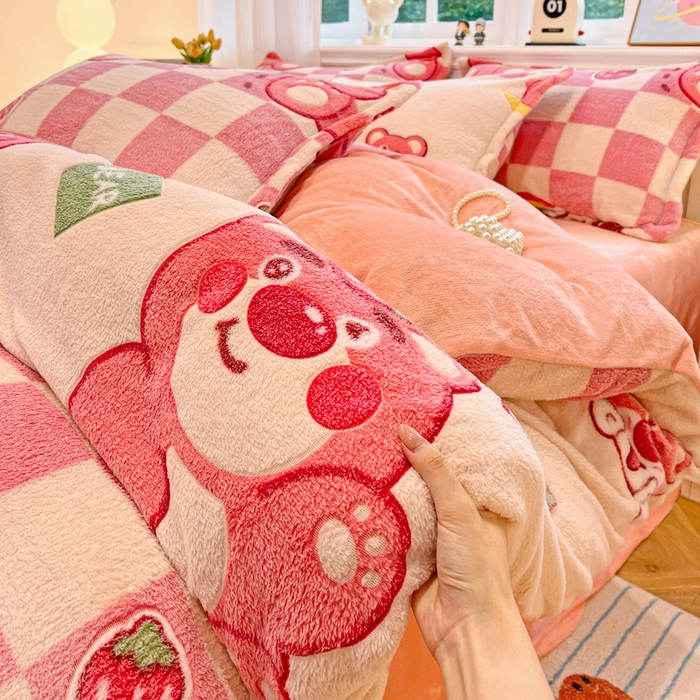 91家纺网 家纺一手货源 找家纺 （总）韩巢家纺 2025新款高克重雪花绒牛奶绒四件套