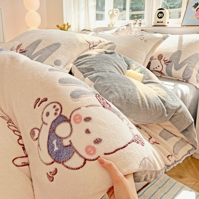 91家纺网 家纺一手货源 找家纺 （总）韩巢家纺 2025新款高克重雪花绒牛奶绒四件套