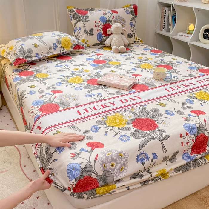 91家纺网 家纺一手货源 找家纺 （总）红日子 2025新款生态斜纹植物羊绒单床笠磨毛床笠三件套