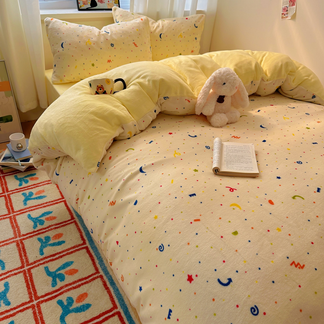 91家纺网 家纺一手货源 找家纺 （总）繁花家居 2025新款小清新180克跑量款牛奶绒三件套四件套