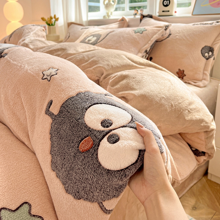 91家纺网 家纺一手货源 找家纺 （总）韩巢家纺 2025新款高克重雪花绒牛奶绒四件套