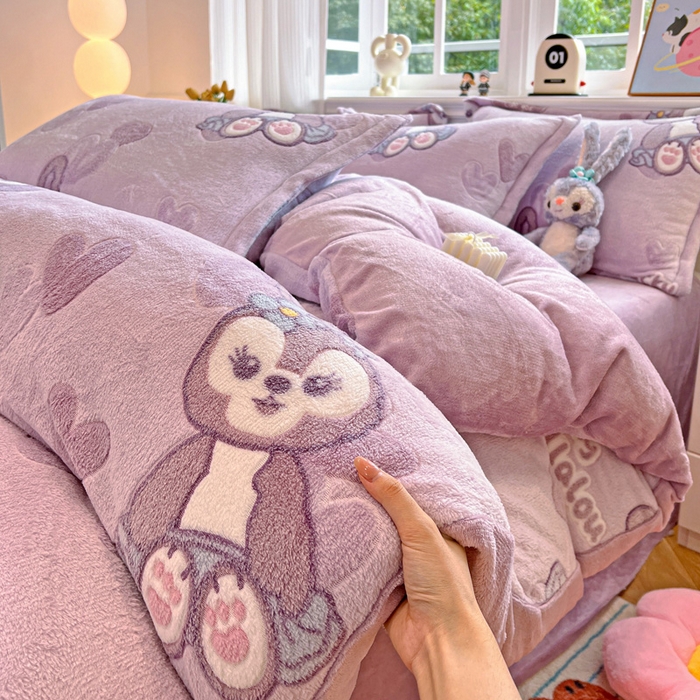 91家纺网 家纺一手货源 找家纺 （总）韩巢家纺 2025新款高克重雪花绒牛奶绒四件套