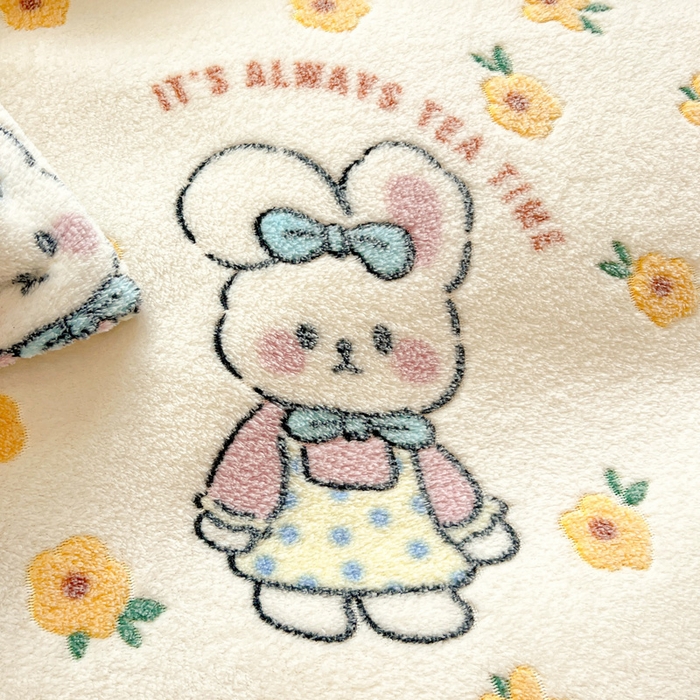 91家纺网 家纺一手货源 找家纺 韩巢家纺 2025新款高克重雪花绒牛奶绒四件套 田园兔（黄）