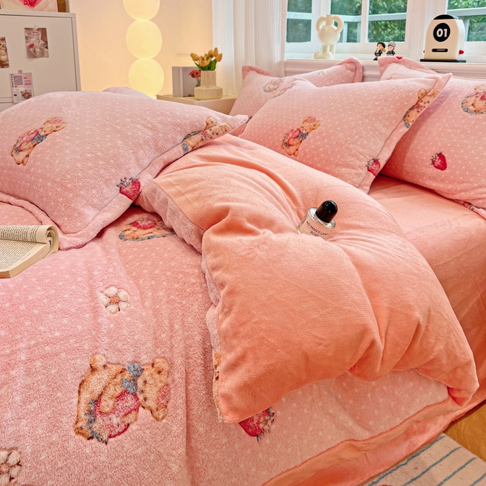 91家纺网 家纺一手货源 找家纺 韩巢家纺 2025新款高克重雪花绒牛奶绒四件套 巴丽娜