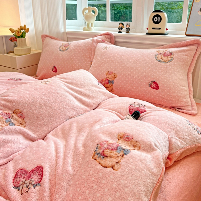 91家纺网 家纺一手货源 找家纺 韩巢家纺 2025新款高克重雪花绒牛奶绒四件套 巴丽娜