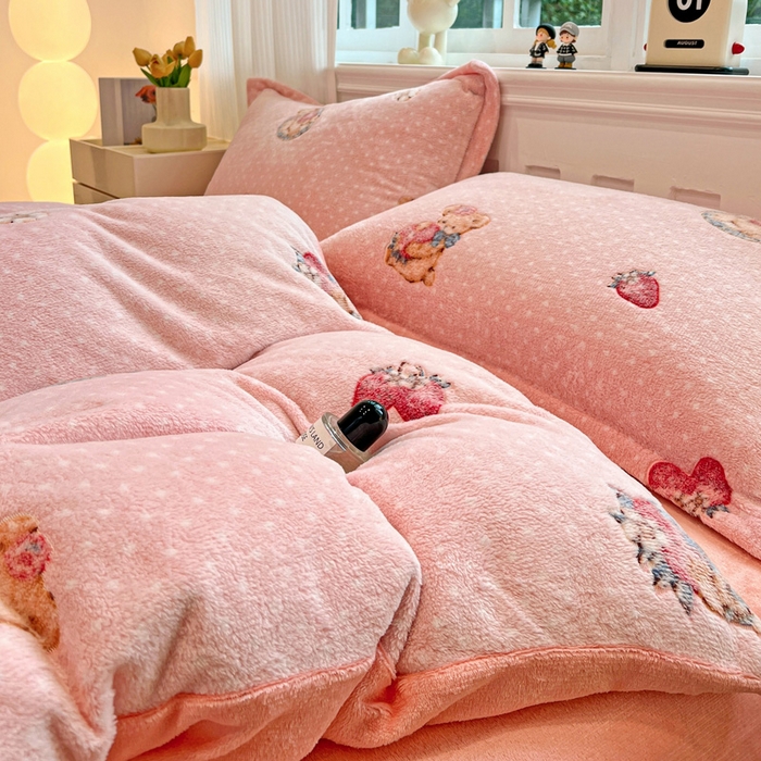 91家纺网 家纺一手货源 找家纺 韩巢家纺 2025新款高克重雪花绒牛奶绒四件套 巴丽娜