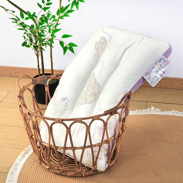 91家纺网 家纺一手货源 找家纺 （总）仁宇枕业 2025新款新品 精美刺绣蝴蝶蚕丝蛋白舒适枕头枕芯