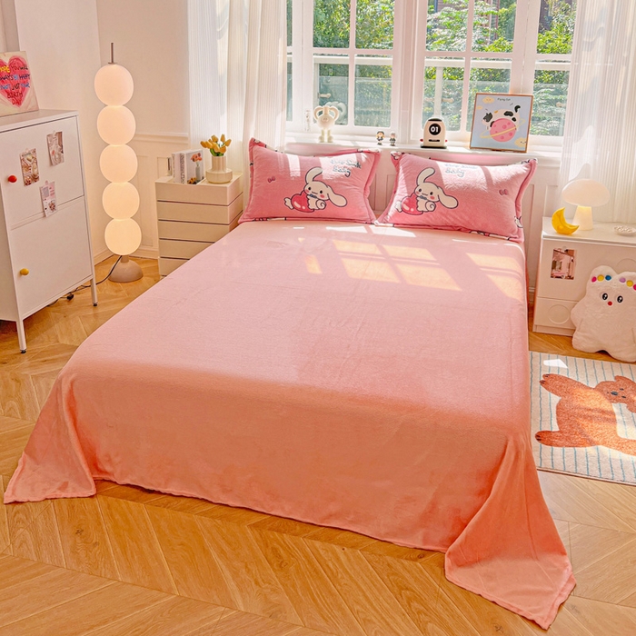 91家纺网 家纺一手货源 找家纺 韩巢家纺 2025新款高克重雪花绒牛奶绒四件套 大耳朵兔