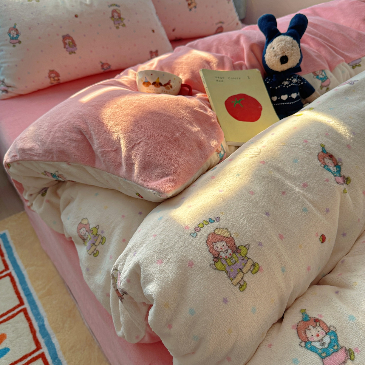 91家纺网 家纺一手货源 找家纺 （总）繁花家居 2025新款小清新180克跑量款牛奶绒三件套四件套