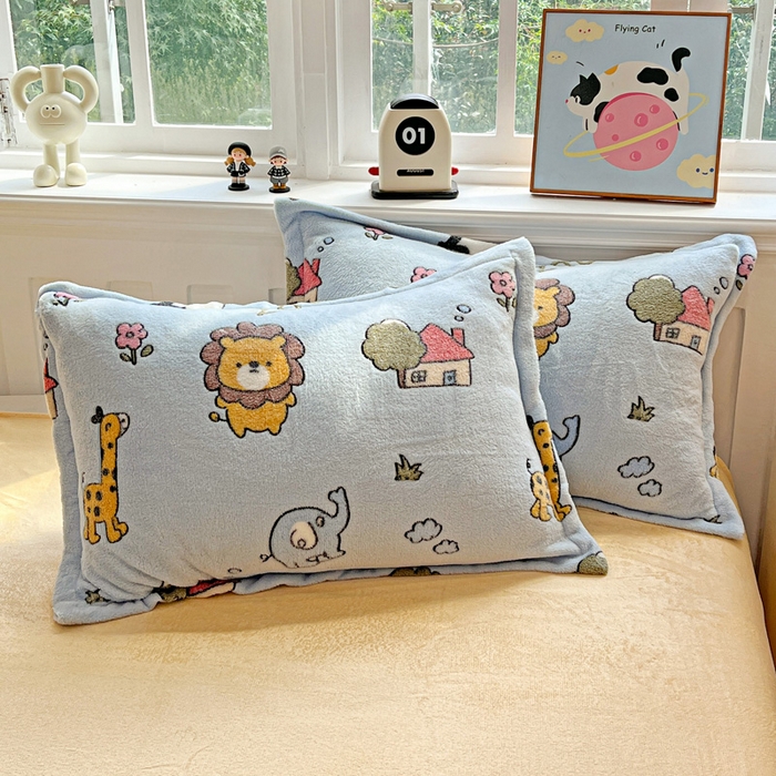 91家纺网 家纺一手货源 找家纺 韩巢家纺 2025新款高克重雪花绒牛奶绒四件套 动物世界