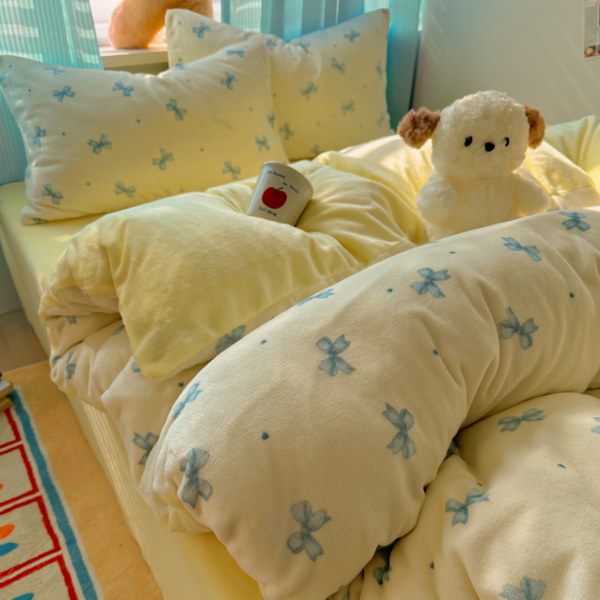 91家纺网 家纺一手货源 找家纺 （总）繁花家居 2025新款小清新180克跑量款牛奶绒三件套四件套