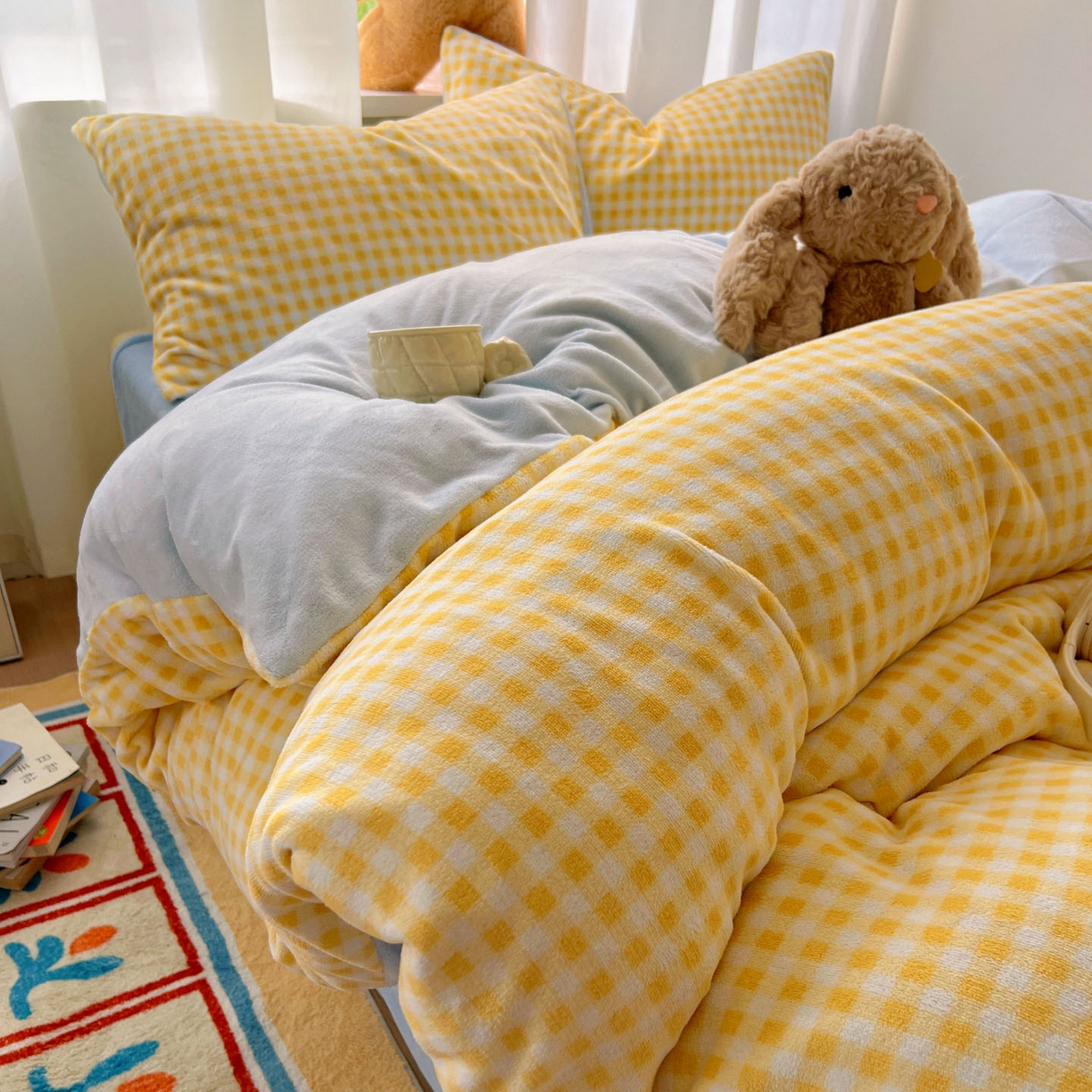 91家纺网 家纺一手货源 找家纺 （总）繁花家居 2025新款小清新180克跑量款牛奶绒三件套四件套