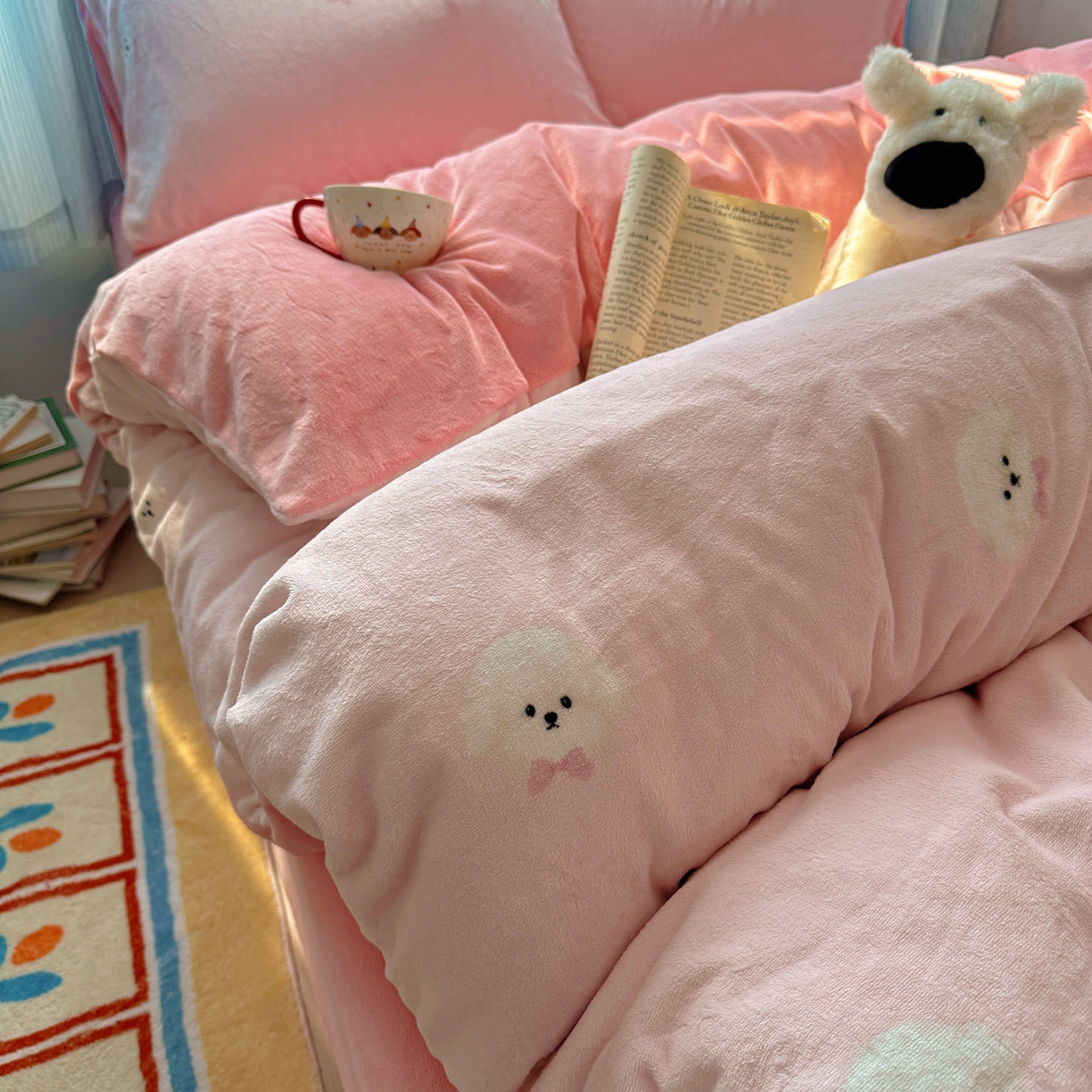 91家纺网 家纺一手货源 找家纺 （总）繁花家居 2025新款小清新180克跑量款牛奶绒三件套四件套