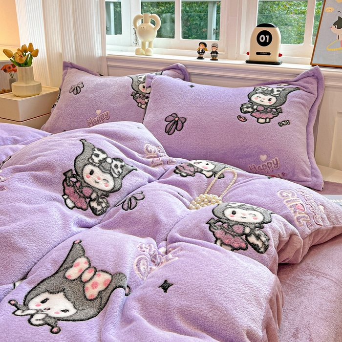 91家纺网 家纺一手货源 找家纺 韩巢家纺 2025新款高克重雪花绒牛奶绒四件套 库骆米