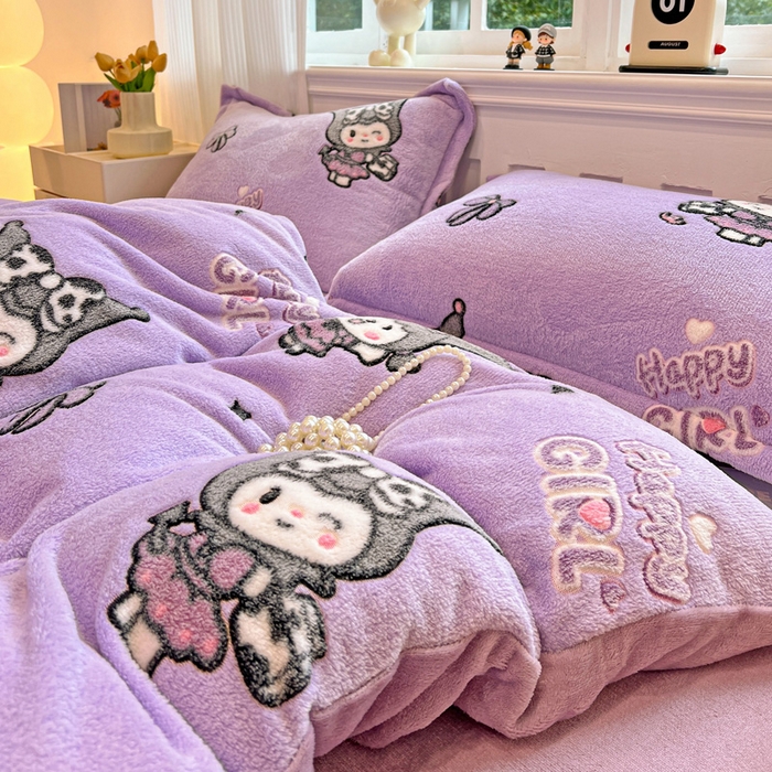 91家纺网 家纺一手货源 找家纺 韩巢家纺 2025新款高克重雪花绒牛奶绒四件套 库骆米