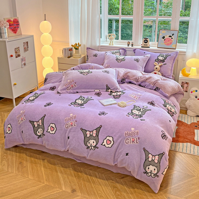 91家纺网 家纺一手货源 找家纺 韩巢家纺 2025新款高克重雪花绒牛奶绒四件套 库骆米