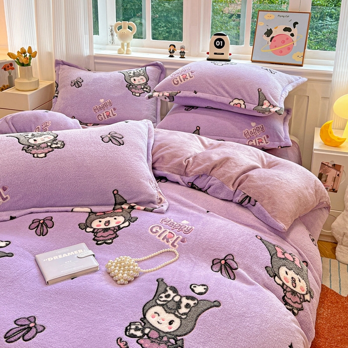 91家纺网 家纺一手货源 找家纺 韩巢家纺 2025新款高克重雪花绒牛奶绒四件套 库骆米