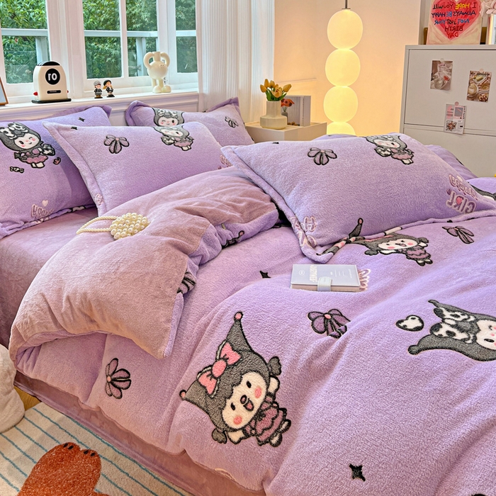 91家纺网 家纺一手货源 找家纺 韩巢家纺 2025新款高克重雪花绒牛奶绒四件套 库骆米