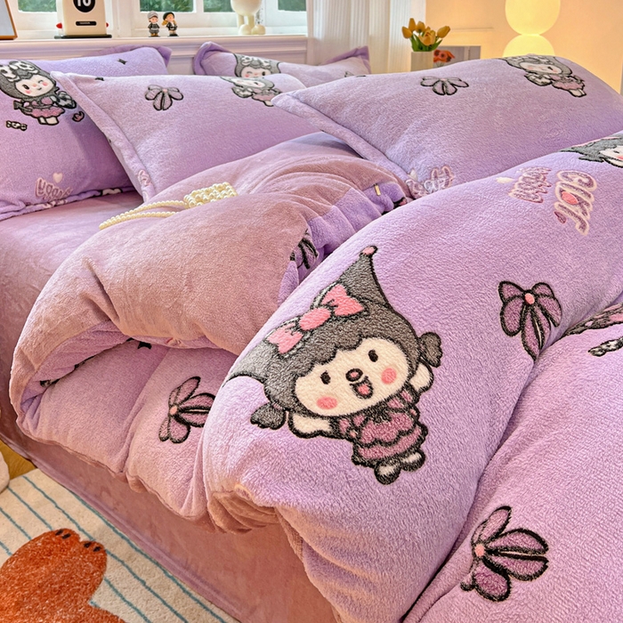 91家纺网 家纺一手货源 找家纺 韩巢家纺 2025新款高克重雪花绒牛奶绒四件套 库骆米