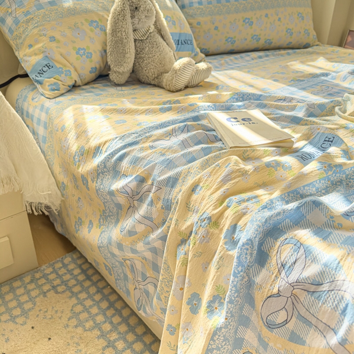 91家纺网 家纺一手货源 找家纺 （总）花伞家居 2025新款印花双层纱单床单床笠（提供买家秀）